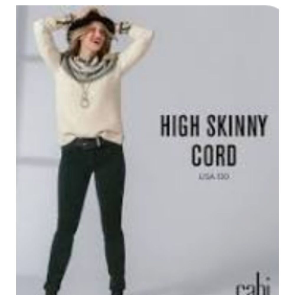 CAbi 3743 Forest Green High Skinny Corduroy Jeans Size 10